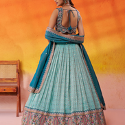 Statement Jacquard Tissue Fabric Lehenga Set with All-Over Sequin Thread Work - Buy_4