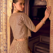 Stunning Beige Georgette Palazzo Set Ensemble Embroidery with Seroski Zarkan - Buy_2