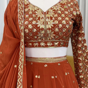 Stunning Orange Embroidered Lehenga – Intricate Sequin & Thread Design on Georgette_3
