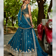 Stunning Thread Work & Sequin Lehenga Choli in Georgette with Matching Dupatta_3