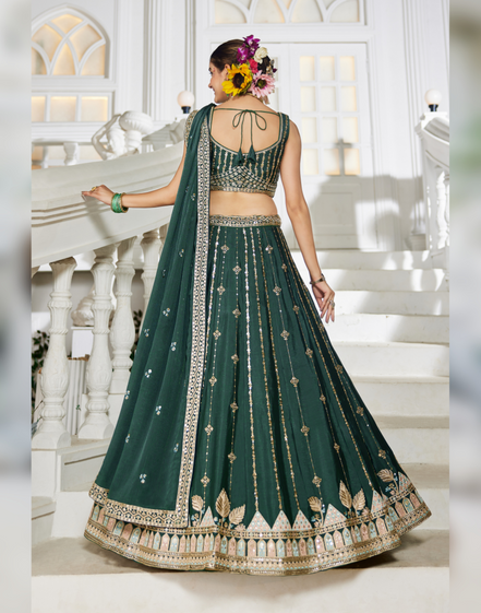 Stunning Thread Work & Sequin Lehenga Choli in Georgette with Matching Dupatta_7