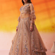 Traditional Bridal Net Lehenga Choli with Heavy Sequins Work and Dupatta - Buy_2