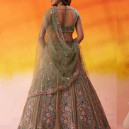 Traditional Bridal Net Lehenga Choli with Heavy Sequins Work and Dupatta - Buy_5