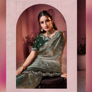 Traditional Meets Contemporary Bandhani Shaded Satin Silk Saree with Embroidery & Embellishments - Buy_1