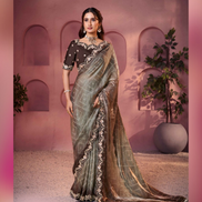 Traditional Meets Contemporary Bandhani Shaded Satin Silk Saree with Embroidery & Embellishments - Buy_2