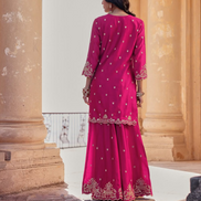 Traditional Pink Kurti Palazzo Set with Beautiful Sequin Embroidery and Dupatta_2