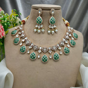 Traditional Real Kundan Set Brass Necklace with Earrings & Carat Plated Perfection - Buy_1