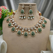 Traditional Real Kundan Set Brass Necklace with Earrings & Carat Plated Perfection - Buy_4