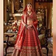 Traditional Red Bridal Silk Lehenga with Thread, Pearl, Sequin & Zari Work Complete Set with 2 Dupattas & Blouse - Buy