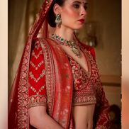 Traditional Red Bridal Silk Lehenga with Thread, Pearl, Sequin & Zari Work Complete Set with 2 Dupattas & Blouse - Buy_1