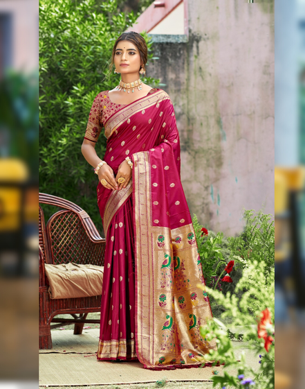 Traditional Silk Self Woven Saree with Blouse Rich Weave & Graceful Look - Buy_1
