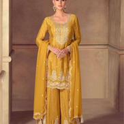 Trendy Real Chinon Kurta Palazzo Dupatta Set Elegant Digital Prints for All Occasions