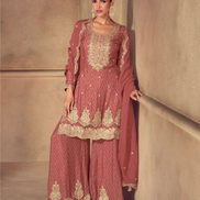 Trendy Real Chinon Kurta Palazzo Dupatta Set Elegant Digital Prints for All Occasions_3