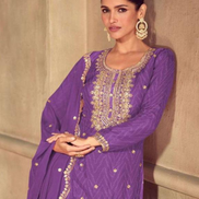 Trendy Real Chinon Kurta Palazzo Dupatta Set Elegant Digital Prints for All Occasions_5