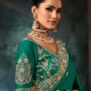Verdant Grace Saree Premium Green Fabric with Artistic Aari and Handwork Motifs - Buy_1