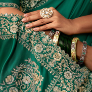 Verdant Grace Saree Premium Green Fabric with Artistic Aari and Handwork Motifs - Buy_3