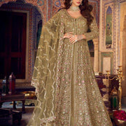 Traditional Brown Lehenga with Heavily Embroidered Kurta Bridal & Festive Wear - Buy