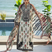 White Floral Coord Set in Soft Crepe Statement Piece - Buy