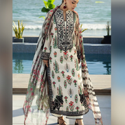 White Floral Coord Set in Soft Crepe Statement Piece - Buy_1