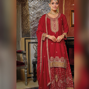 Women’s Chinon Embroidery Work Palazzo Suit Set with Dupatta Traditional & Trendy - Buy_2