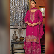 Women’s Chinon Embroidery Work Palazzo Suit Set with Dupatta Traditional & Trendy - Buy_3
