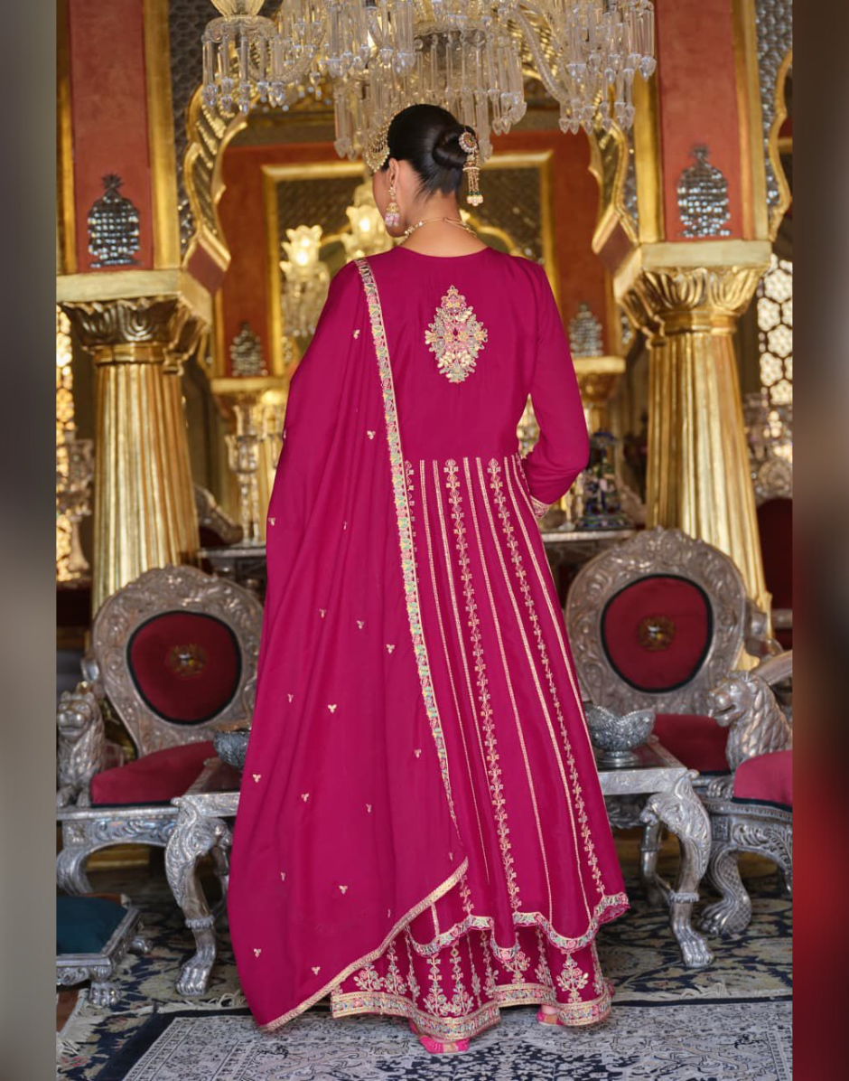 Women’s Kurta Palazzo Dupatta Set with Full Embroidery Stylish Traditional Outfit - Buy_1