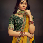 Yellow Saree with Swarovski Sequin Work Elegant Unique Border & Designer Blouse - Buy_1